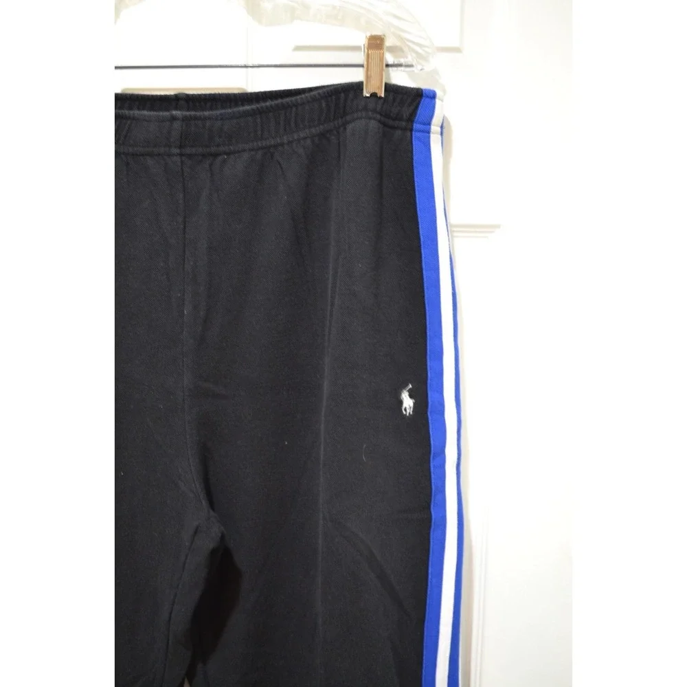 Polo Ralph Lauren Men's Black Cotton Track Pants, Made in Hong Kong , Size Large